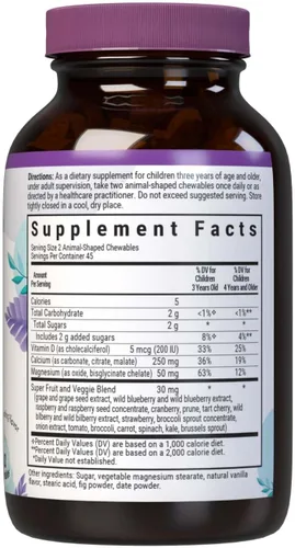 Vista 2 de Super Earth Rainforest Animalz: calcio, magnesio y vitamina D3, sabor vainilla natural, 90 masticables, 743715001961, 1, 1