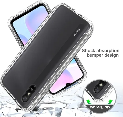 Vista 7 de Funda compatible con Redmi 9A M2006C3LG/Redmi 9i M2006C3LII con protector de pantalla de vidrio templado, cuerpo completo, a prueba de golpes, Claro