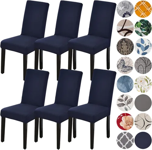 Vista 22 de HZDHCLH Juego de 4 fundas para sillas de comedor color burdeos, fundas elásticas de elastano para sillas Parsons, paquete de 4, fundas de asiento