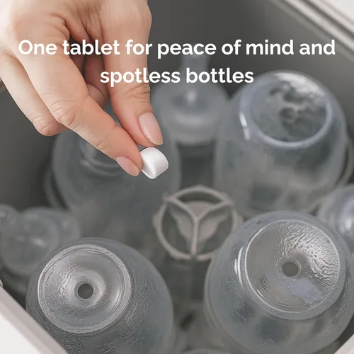 Vista 16 de Tabletas detergentes para lavar botellas, 120 unidades + 5 tabletas descalcificantes