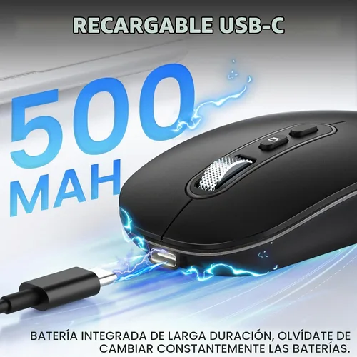 Vista 3 de RaceGT - Ratón inalámbrico recargable USB C, modo dual para MacBook Air/Pro