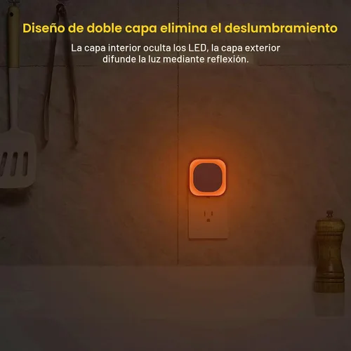 Vista 4 de YUNLEX Paquete de 4 luces nocturnas ámbar enchufables a la pared, brillo