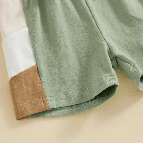 Vista 6 de Lucikamy Ropa de bebé niño sin mangas + pantalones cortos con estampado a rayas con bolsillos, 2 piezas de trajes de verano