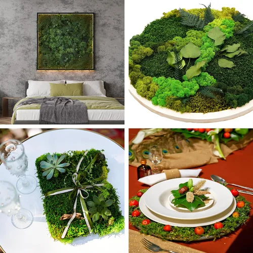 Vista 7 de Jutom Camino de mesa de musgo seco preservado, rollo de musgo verde artificial para decoración de mesa, jardines de hadas, bodas, manualidades