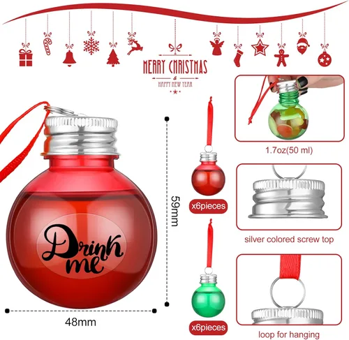 Vista 2 de Bolas de adornos de plástico transparente para Navidad, árbol rellenable de plástico, adornos colgantes para botella de agua, bombillas para Plata