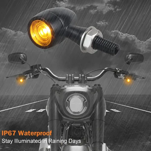 Vista 5 de Led Motorcycle Turn Signal Lights Universal Mini Front Blinkers Compatible with Harley Honda Suzuki Triumph Yamaha
