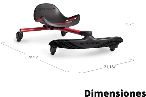Vista 3 de Radio Flyer Stingray Patinete de conducción con deriva divertida para niños de 3 a 8 años, acción de giro de 360°, asiento ajustable para niños