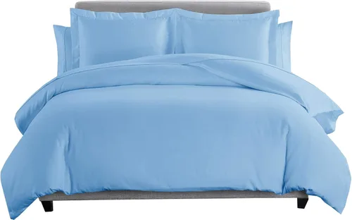 Vista 5 de sheetsnthings Juego de ropa de cama matrimonial de 600 hilos, 100% algodón de 7 piezas, funda de edredón y fundas de almohada con sábanas de cama