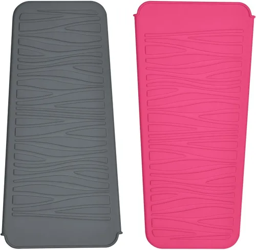 Vista 21 de Alfombrilla de silicona resistente al calor con bolsa para herramientas de peinado del cabello, 1 unidad, gris, silicona, plana, cabello seco, 11 x