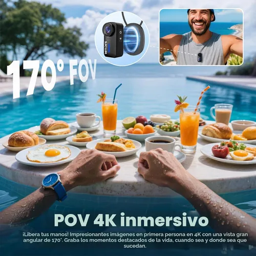 Vista 2 de Cámara de acción SJCAM C110 Plus 4K, mini cámara magnética del cuerpo del POV