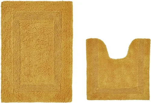 Vista 250 de Better Trends - Juego de 2 alfombras de baño 100% algodón, extra suaves, con borlas, de 17" x 24", alfombra de baño superabsorbente y reversible