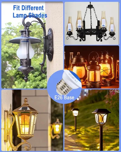 Vista 3 de Bombillas LED más pequeñas, 4 modos de luz parpadeantes de Halloween para decoración al aire libre con sensor de gravedad, bombilla de efecto