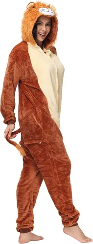 Vista 4 de Pijama de forro polar de animal para mujer, disfraz de una pieza para Navidad, Halloween, cosplay