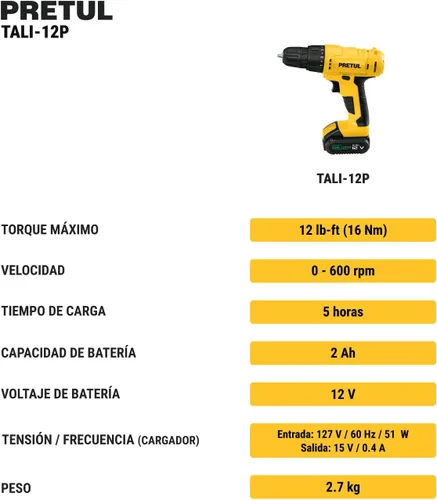 Vista 8 de Taladro inalámbrico, batería de iones de litio 12 V Pretul