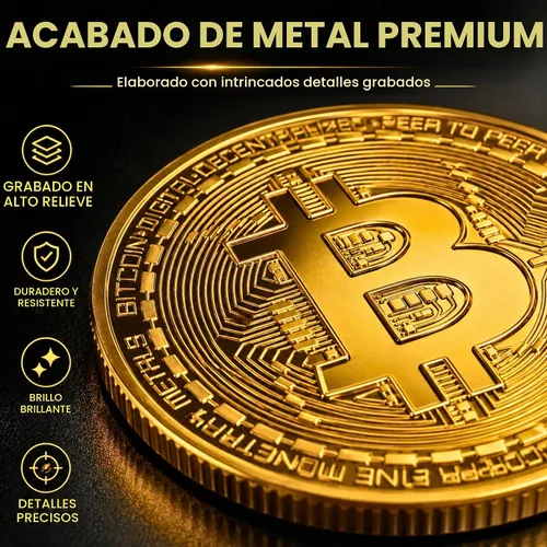 Vista 4 de Moneda de Bitcoin de coleccionista, token criptográfico conmemorativo, estuche acrílico Bitcoin - Paquete de 10