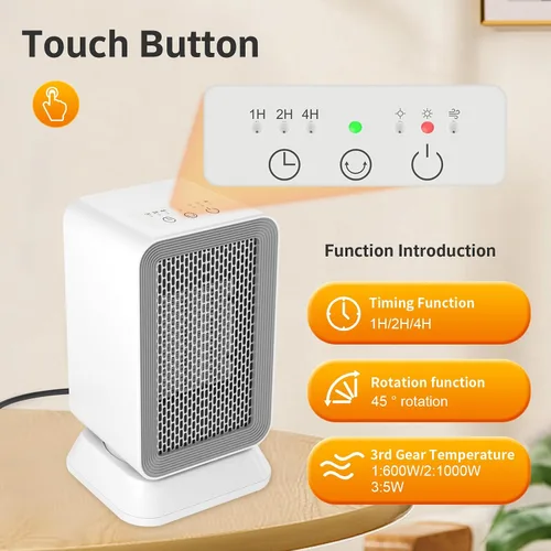 Vista 3 de AIDENOEY Calentador de espacio con 3 modos, 1000 W de bajo consumo silencioso, mini calentadores portátiles, calentador rápido de cerámica PTC