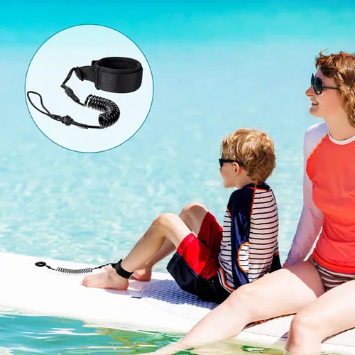 Vista 4 de 2 correas de tabla de surf, correa en espiral, para tabla de remo, para tabla de surf, compatible con SUP Surfing, correa de cuerda de pierna