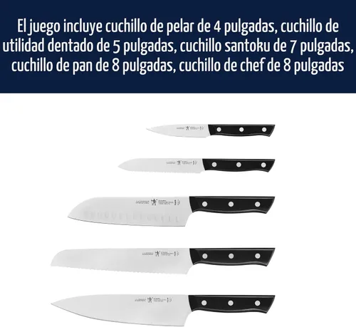 Vista 10 de HENCKELS Dynamic Razor-Sharp - Juego de cuchillos de cocina de 5 piezas, diseño alemán informado por más de 100 años de maestría Acero inoxidable