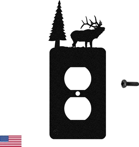 Vista 10 de Elk & Cabin - Placa de pared para interruptor de luz de palanca doble (palanca doble, negro) - Fabricado en Estados Unidos
