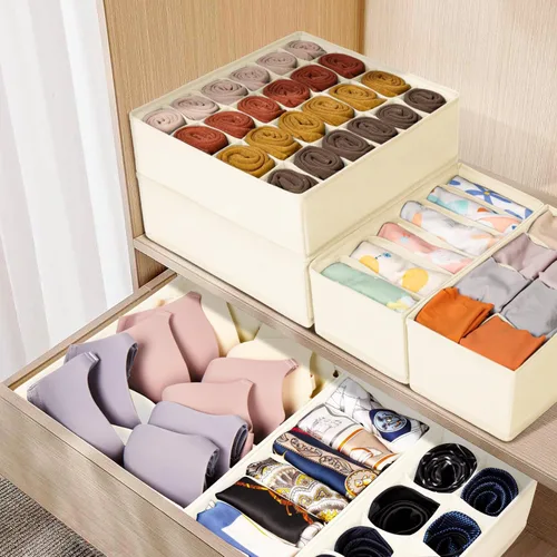 Vista 5 de Organizador de Cajones para Ropa, Juego de 8 Organizadores de Cajones para Ropa de Bebé, Ropa Interior, Calcetines, Organización y Almacenamiento