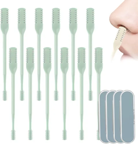 Vista 14 de Cortador nasal de pelo para mujeres y hombres, herramienta de depilación manual giratoria de 360°, cuchilla de vello nasal de doble cara