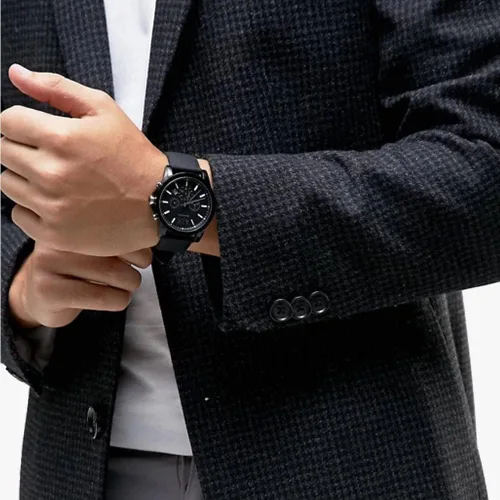 Vista 7 de Armani Exchange - Reloj de vestir con cronógrafo para hombre, con correa de cuero, acero o silicona
