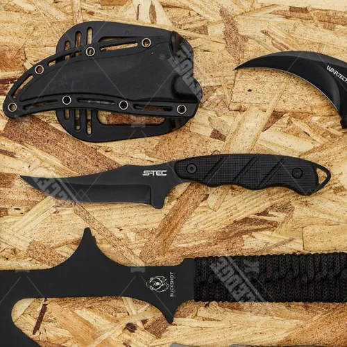 Vista 5 de Cuchillo de bolsillo de hacha de hacha, cuchillo de hoja fija, cuchillo de caza Karambit, 5 unidades, combo de navaja de afeitar, accesorios