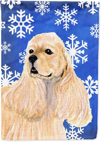 Vista 252 de Caroline's Treasures SC9374GF Bulldog English Snow flakes Holiday Garden Flag Buzón Bandera decorativa para patio exterior, patio, obras de arte