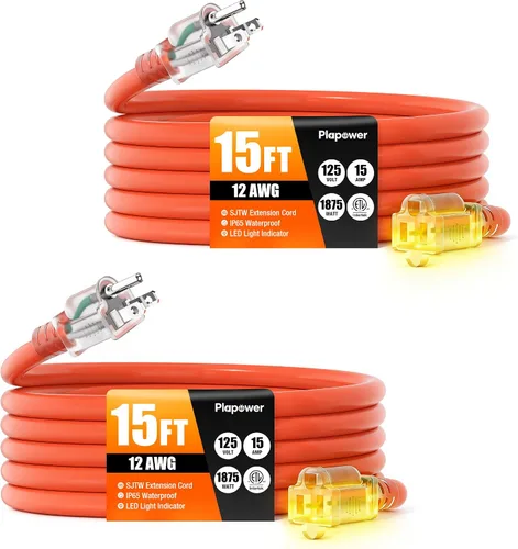 Vista 13 de Cable de extensión para exteriores calibre 12/3, 50 pies, resistente al Negro
