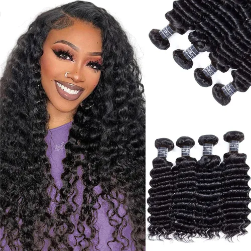 Vista 17 de Amella Extensiones de cabello brasileño de onda profunda de 14 pulgadas, 100% sin procesar, 1 paquete de cabello ondulado profundo, paquetes