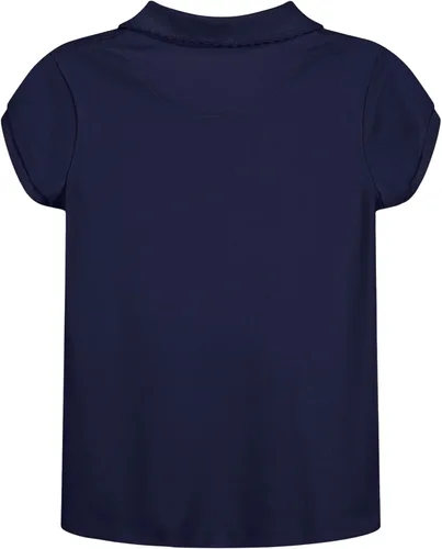 Vista 2 de Nautica - Camisa polo de manga corta para uniforme escolar de niñas, cierre de botón, tela de piqué suave