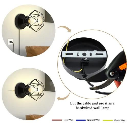 Vista 5 de Mini lámpara de mesa industrial, lámpara de escritorio de jaula de metal negro regulable para espacios pequeños, base de 4.7 pulgadas, se adapta a