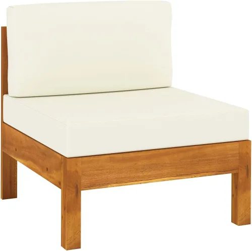 Vista 6 de vidaXL Sofá de patio de 3 plazas de madera de acacia maciza con cojines, juego de salón al aire libre