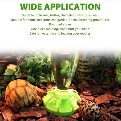 Vista 5 de Asixxsix Comedero de agua para reptiles, dispensador de agua de reptiles de relleno automático extraíble, plato redondo para tortuga, alimentador