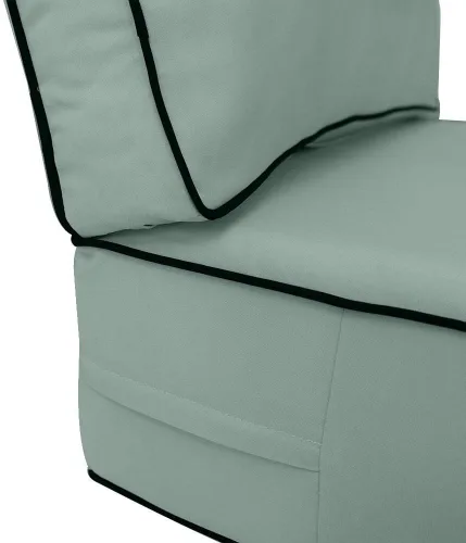 Vista 3 de Funda SOLAMENTE - Funda de almohada para respaldo de asiento profundo para exteriores, ribete con ribetes de contraste, mediano-AD002