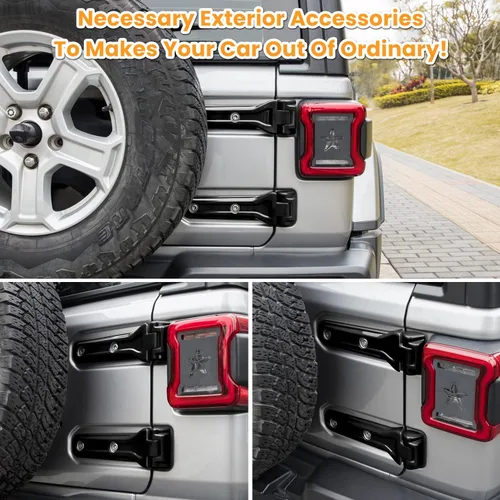 Vista 3 de Cubierta de bisagra para compuerta trasera de Jeep Wrangler JL JLU, accesorios de decoración exterior - 2018-2024, 2 puertas y 4 puertas, cubierta