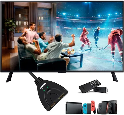 Vista 4 de Steren Conmutador HDMI de 2 puertos (2 en 1 salida) Selector HDMI Plug-and-Play - Divisor de interruptor HDMI 2.0 de 4K a 60Hz con cable HDMI largo