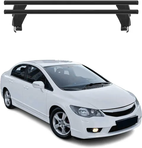 Vista 18 de Barras transversales de techo OMAC para Honda Civic Hatchback 1996-2000, con cierre, 49.9 kg, aluminio, negro, 2 piezas, se ajusta a portaequipajes