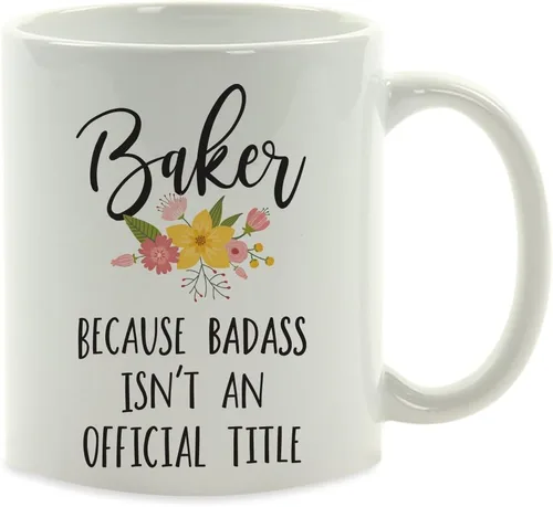 Vista 56 de Andaz Press Taza de café de 11 onzas, regalo de broma, tía porque Badass no es un título oficial, gráfico floral, 1 paquete