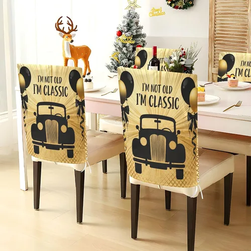 Vista 3 de Decor Retro 70s Car Gold Black Chair Seat Cover Washable for Home Decor Set of 2 Decorative Club Chair Slipcover protectores de sillas para comedor
