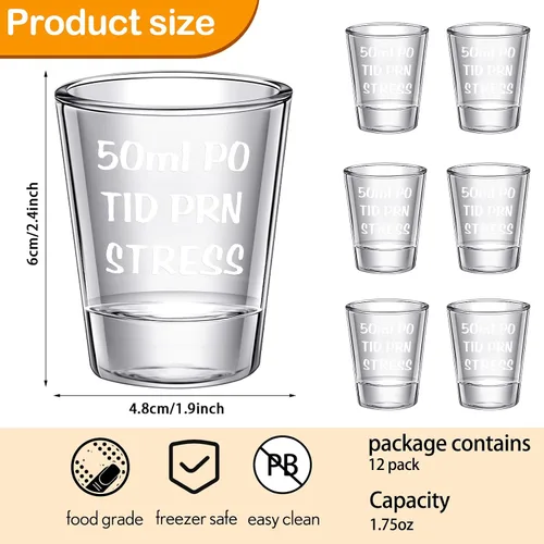 Vista 2 de Pinkunn 12 vasos de chupito divertidos para enfermeras de 1.75 onzas, regalos de enfermería divertidos para mujeres u hombres, regalos para fiesta