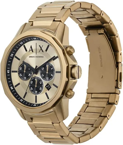 Vista 3 de AX Armani Exchange Reloj de vestir cronógrafo para hombre con correa de acero inoxidable, silicona o cuero
