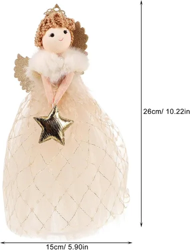 Vista 6 de VILLCASE Decoración para árbol de Navidad, muñecos de felpa para árbol de Navidad, estatuas de ángel, adorno de ángel de dibujos animados, ángel