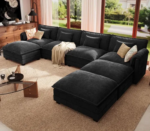 Vista 73 de Sofá modular de gran tamaño de 113 pulgadas, cómodo sofá en forma de L con funda extraíble, asiento ancho y profundo moderno para sala de estar
