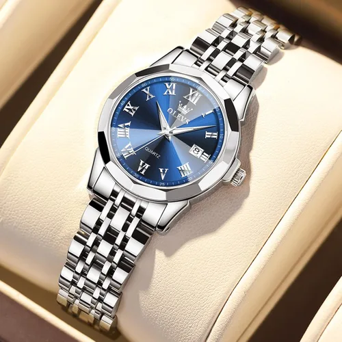 Vista 3 de OLEVS Reloj de pulsera para mujer, pequeño reloj de pulsera de acero inoxidable para mujer, reloj analógico de cuarzo para mujer