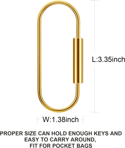 Vista 2 de WILLBOND Brass Key Ring Gold Screw Lock Keychain Durable Brass Screw Clip Simple Style Keychain for Handbags Purse Bag Charms