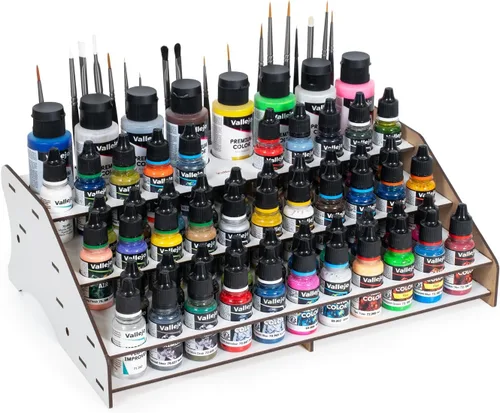 Vista 6 de Vallejo - Expositor de Pintura Montado en Pared para la Organización de Pinturas Acrílicas para Modelos a Escala y Miniaturas Contiene 43 Botellas