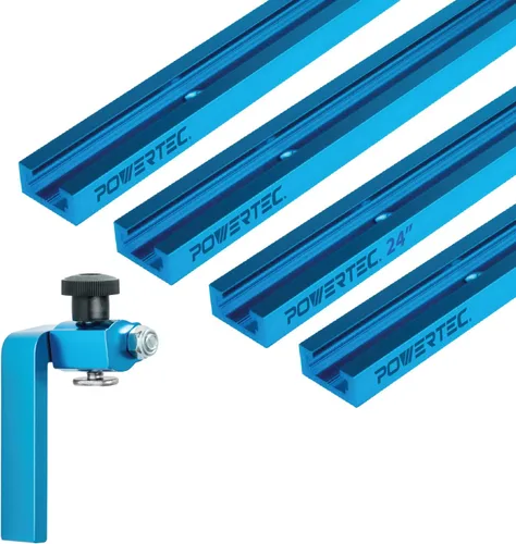 Vista 12 de POWERTEC Pista en T de inglete de 32 pulgadas con barra en T para sierra de mesa, mesa de enrutador, sierra de cinta, funciona con ranura en T