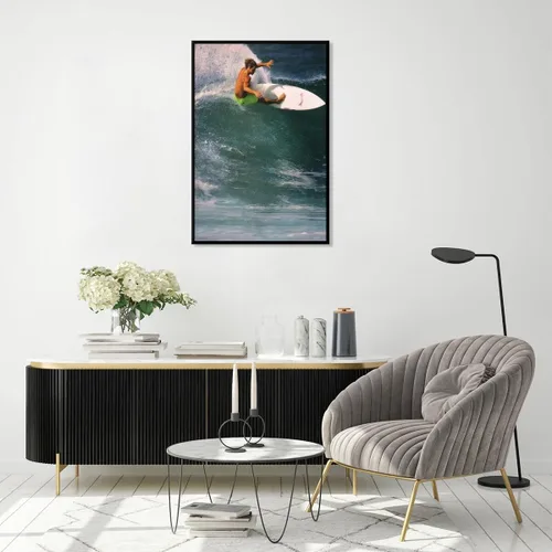 Vista 7 de Póster de surf oceánico azul de los años 90, arte de pared de verano y playa, surfista costero, hombres, deportes extremos de agua, impresiones