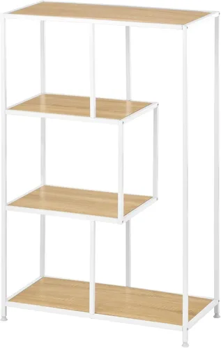 Vista 8 de mDesign Organizador de estante de almacenamiento de metal de mediados de siglo, 4 niveles, uso en baño, cocina, entrada, pasillo, vestíbulo